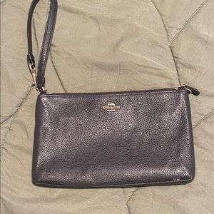 Coach Black Pebble Leather Wristlet / Mini Purse
